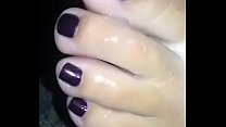 Shoot cum all over hot wife’s toes
